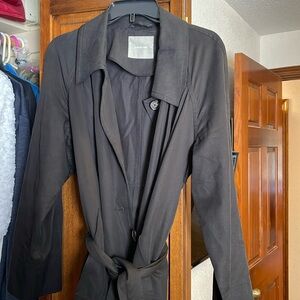 Everlane black long trench coat. Used but in great condition.